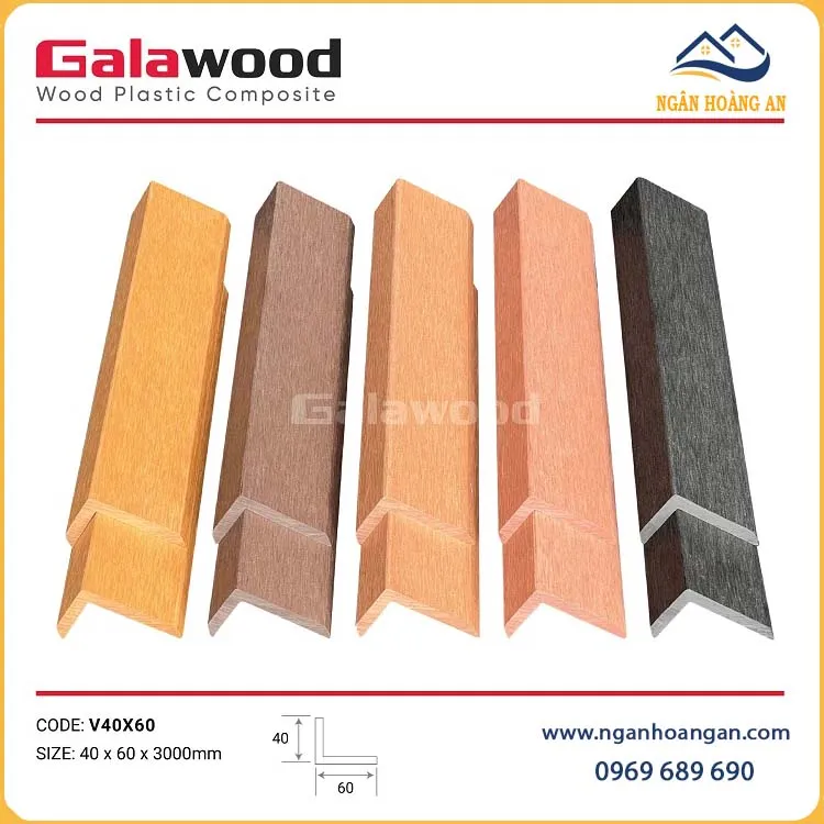 Nẹp Chữ V Gỗ Nhựa Ngoài Trời Galawood V40X60 Coffee